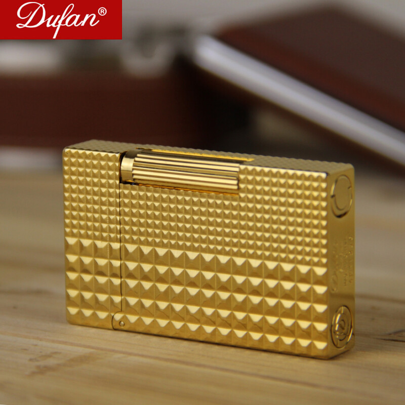 法國都梵Dufan朗聲充氣打火機銅創意男防風氣體打火機砂輪定制刻字 D1036A